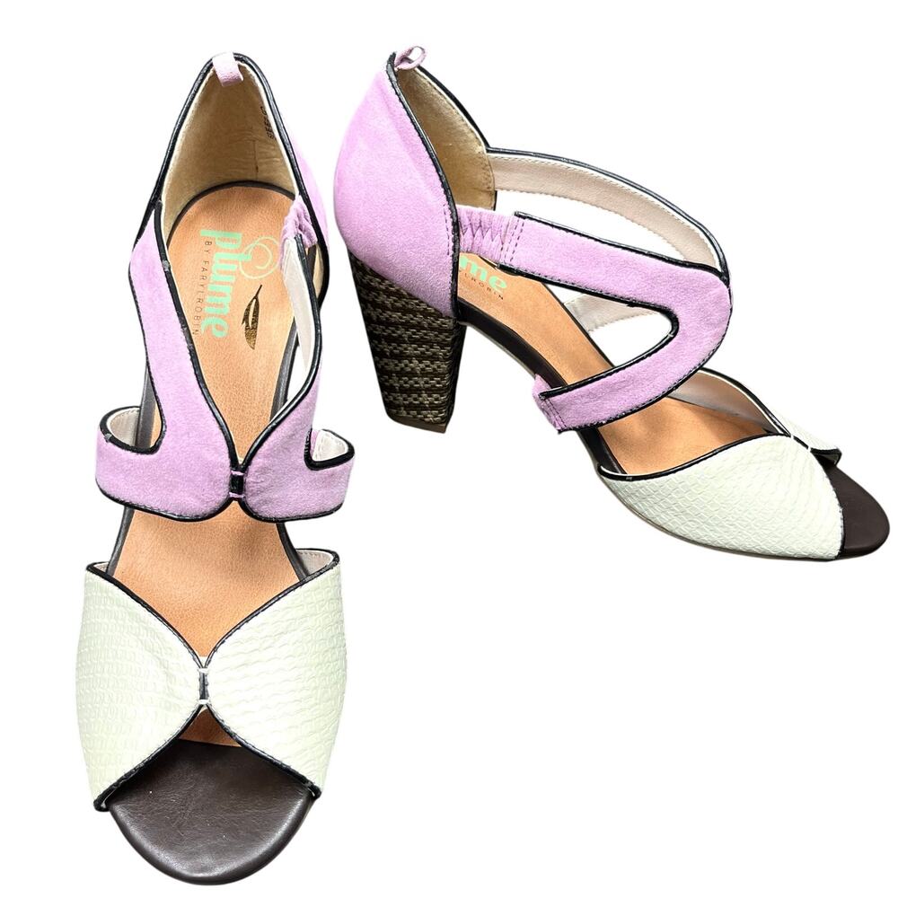 Plume by Faryl‎ Robin Lavender Suede Heels Women's Size 9 Retro Chic Pin-Up